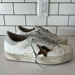 Golden Goose Hi Star White Silver Leopard 41